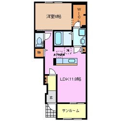 富田駅 徒歩12分 1階の物件間取画像